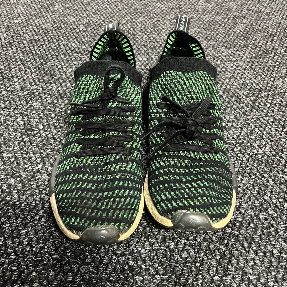 Adidas NMD_R1 STLT Primeknit Green Night Core Black Sneakers Size 14 AQ0936